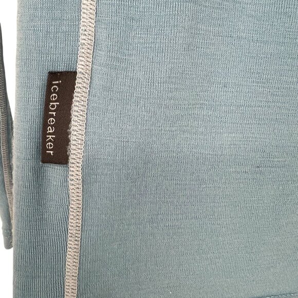 Icebreaker Skin200 Blue Merino Wool 1/4 Zip Long Sleeve Base Layer Shirt XS - Picture 9 of 15